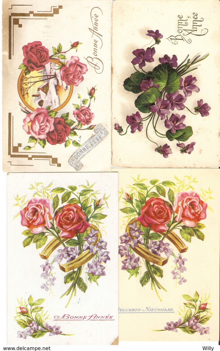 LOT 01 - 80 Cartes CPA , GREETINGS , FLOWERS , PERIOD 1920-1970 - 5 - 99 Postkaarten