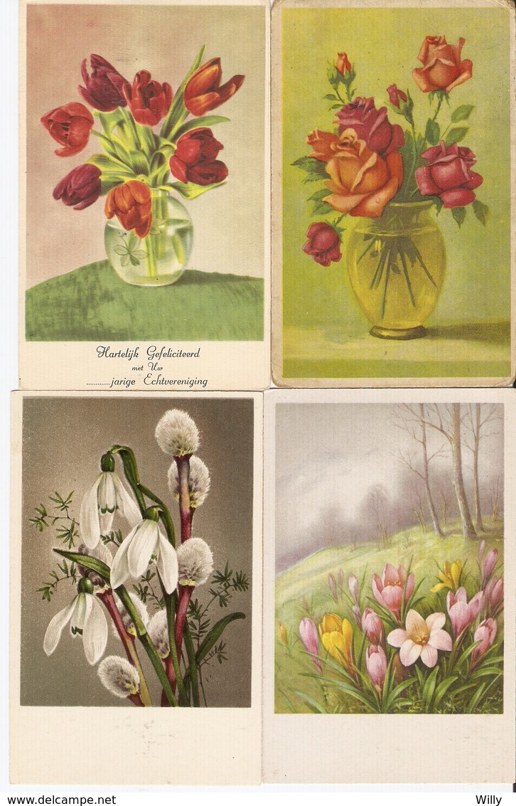 LOT 01 - 80 cartes CPA , GREETINGS , FLOWERS , PERIOD 1920-1970