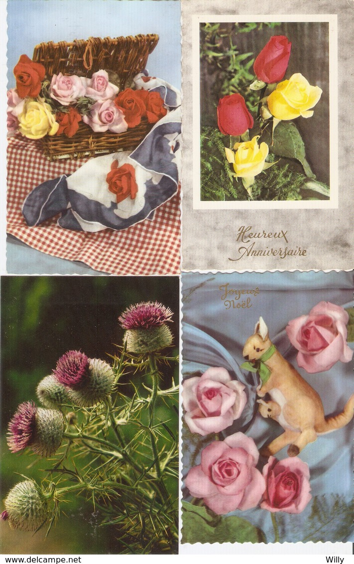 LOT 01 - 80 cartes CPA , GREETINGS , FLOWERS , PERIOD 1920-1970