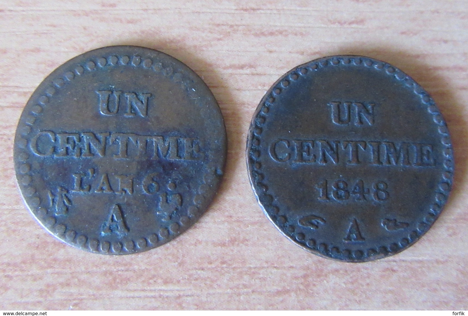 France - 2 Monnaies 1 Centime Dupré An 6 A + 1 Centime Dupré 1848 A - Collections