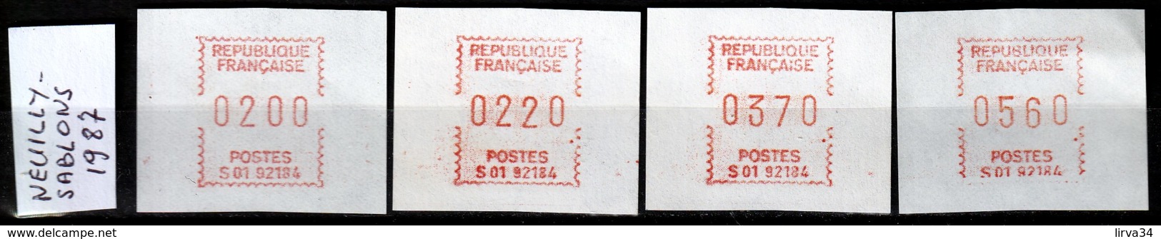 SÉRIE 4 TIMBRES DE DISTRIBUTEURS NEUFS**- NEUILLY-SABLONS 1987-  4 VALEURS- - 1985 Papier « Carrier »