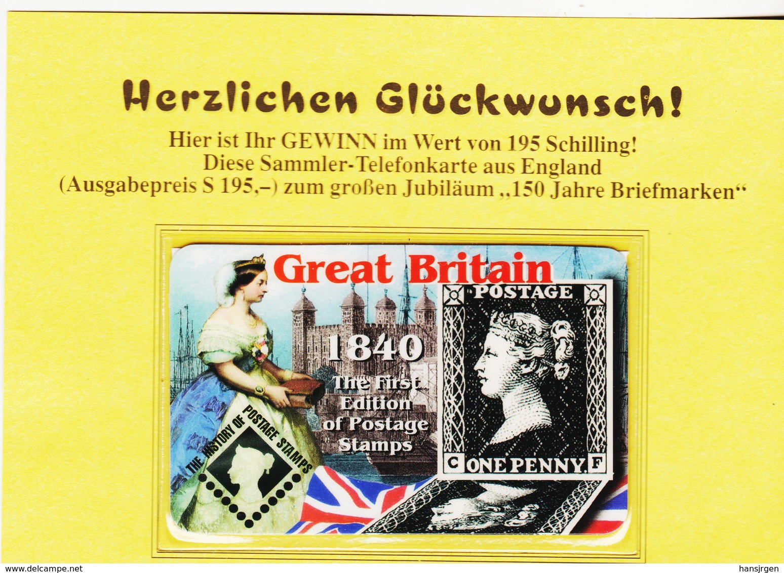 LKW618 GREAT BRITAIN  TELEFONWERTKARTEN The First Edition Of Postage Stamps Ungebraucht  SIEHE ABBILDUNG - Other & Unclassified