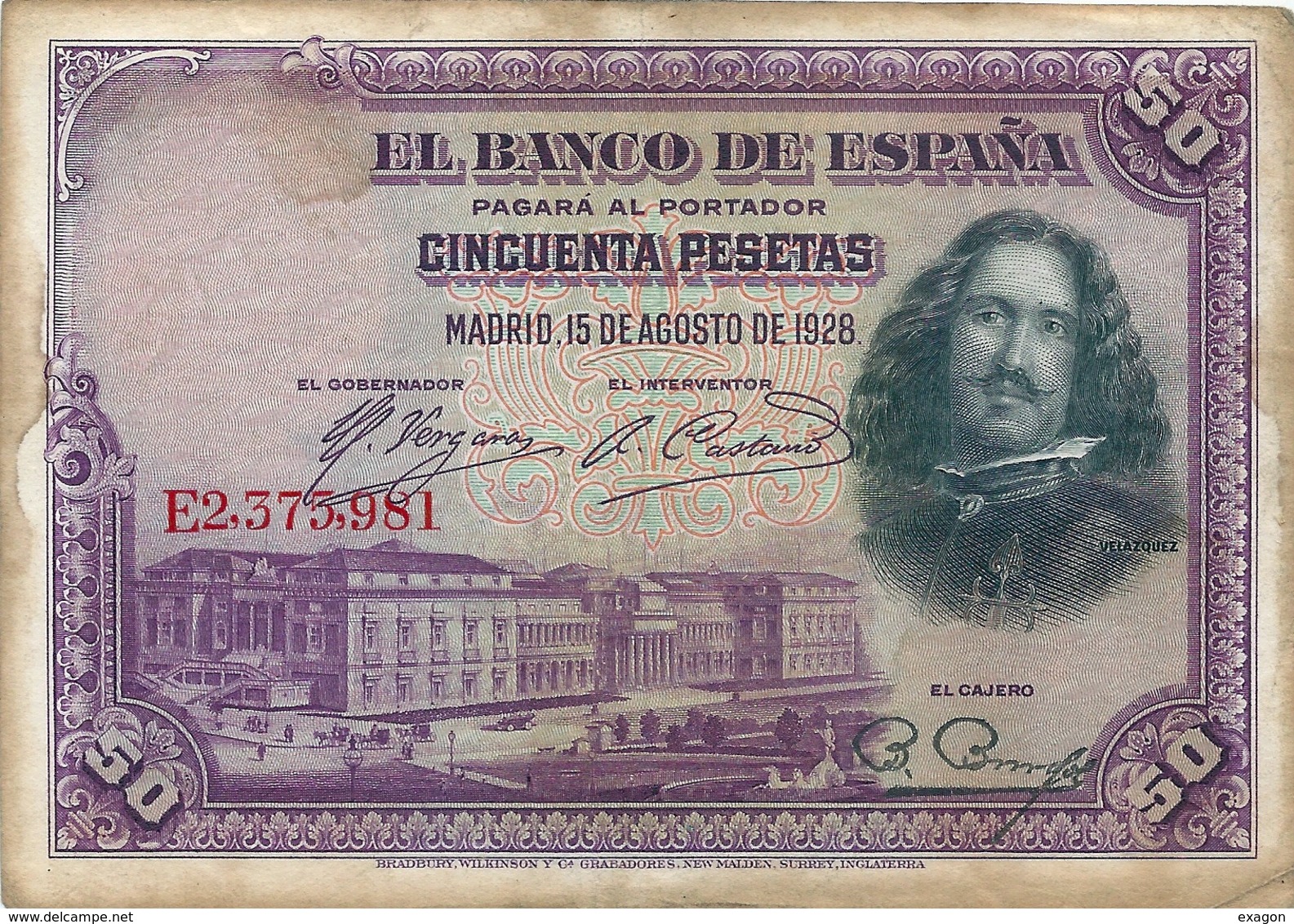 Banconota Da 50  Pesetas  EL BANCO DE ESPANA   - Anno  1928. - 50 Peseten