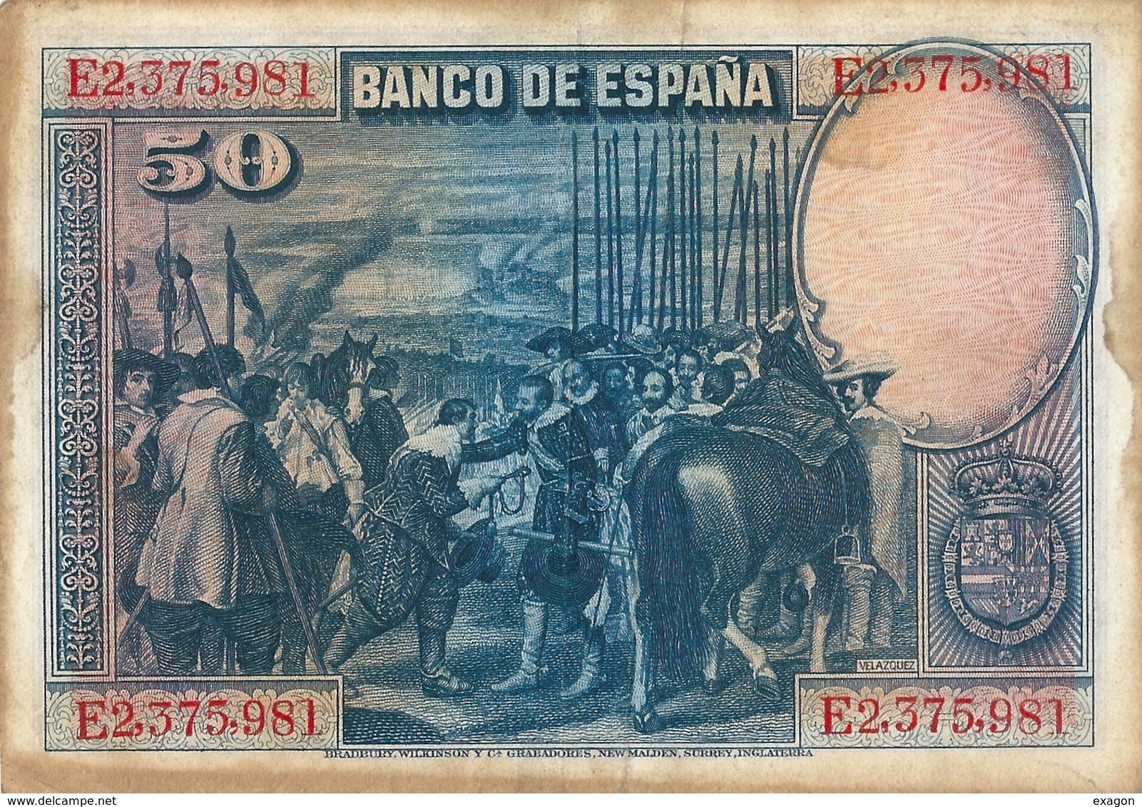 Banconota Da 50  Pesetas  EL BANCO DE ESPANA   - Anno  1928. - 50 Pesetas