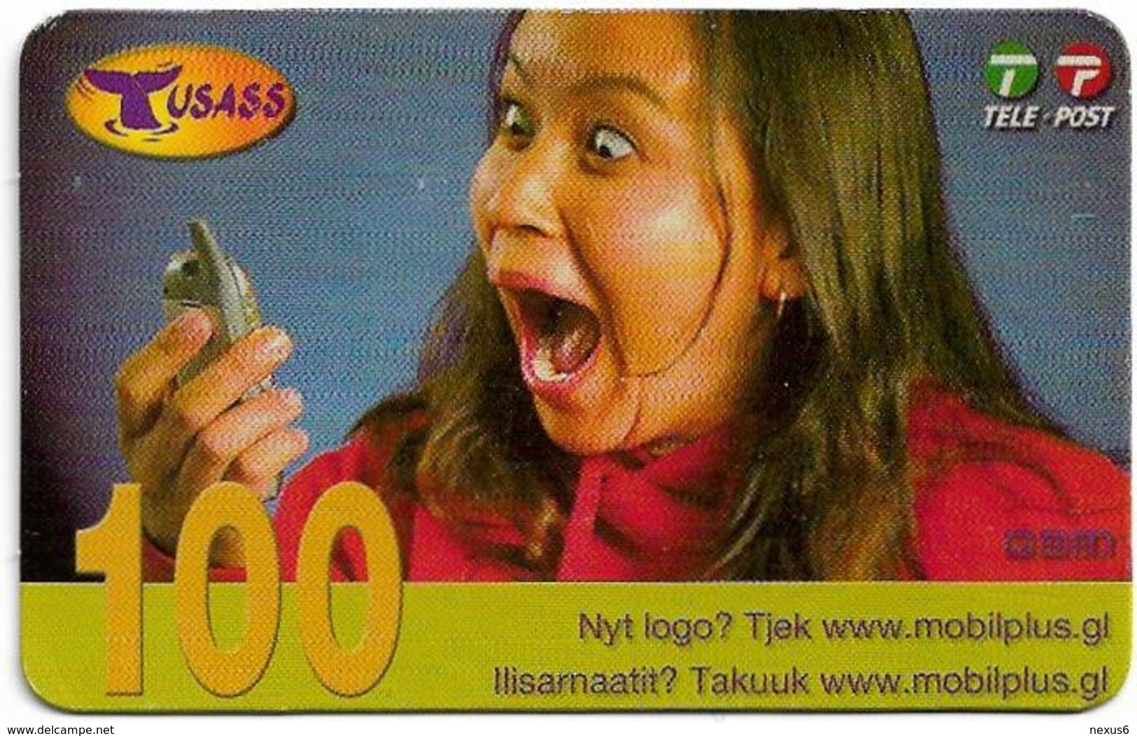 Greenland - Tusass - Girl With Mobile, GSM Refill, 100kr. Exp. 25.06.2007, Used - Groenlandia