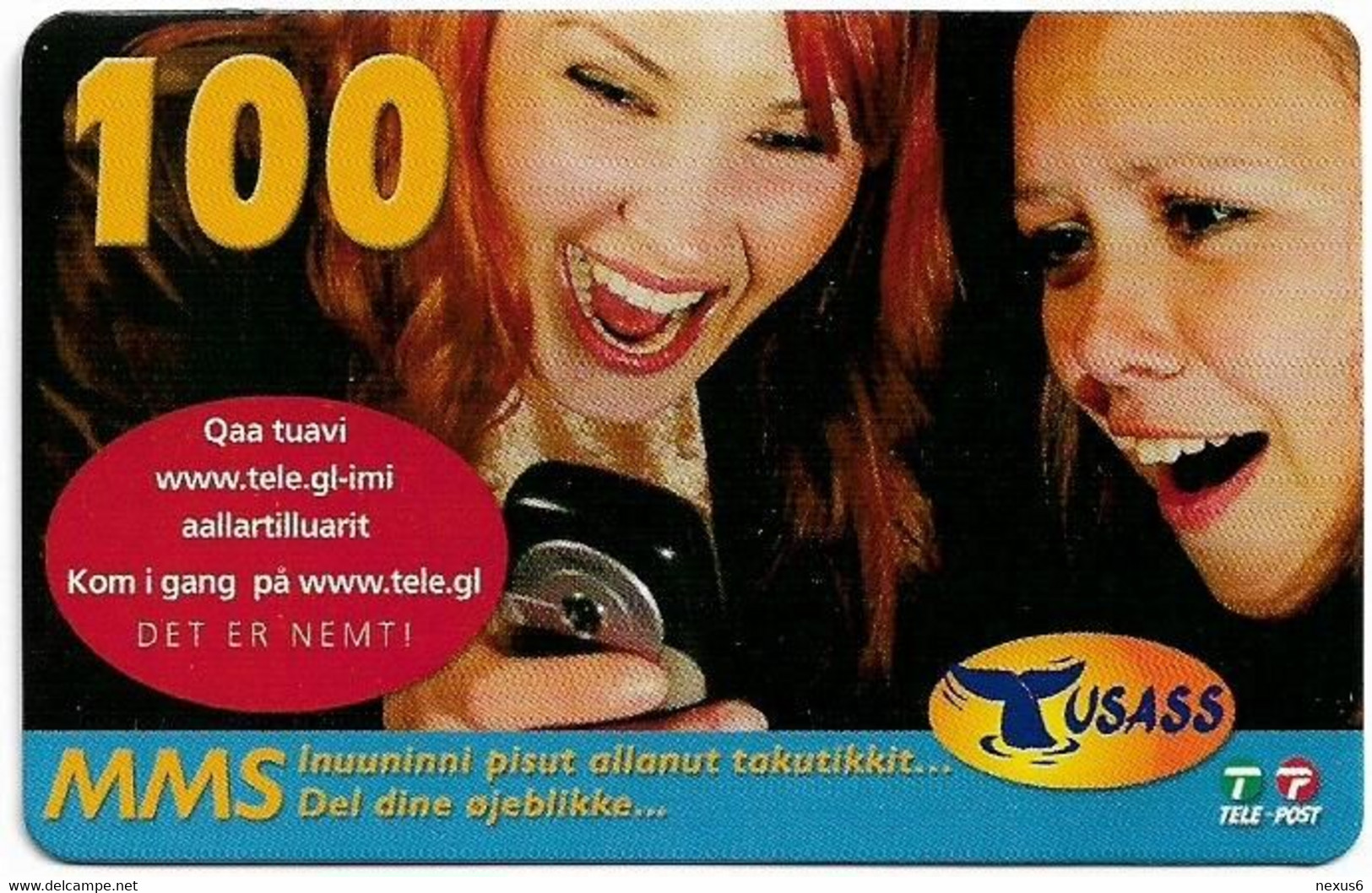 Greenland - Tusass - 2 Girls With Mobile, GSM Refill, 100kr. Exp. 17.05.2009, Used - Groenlandia