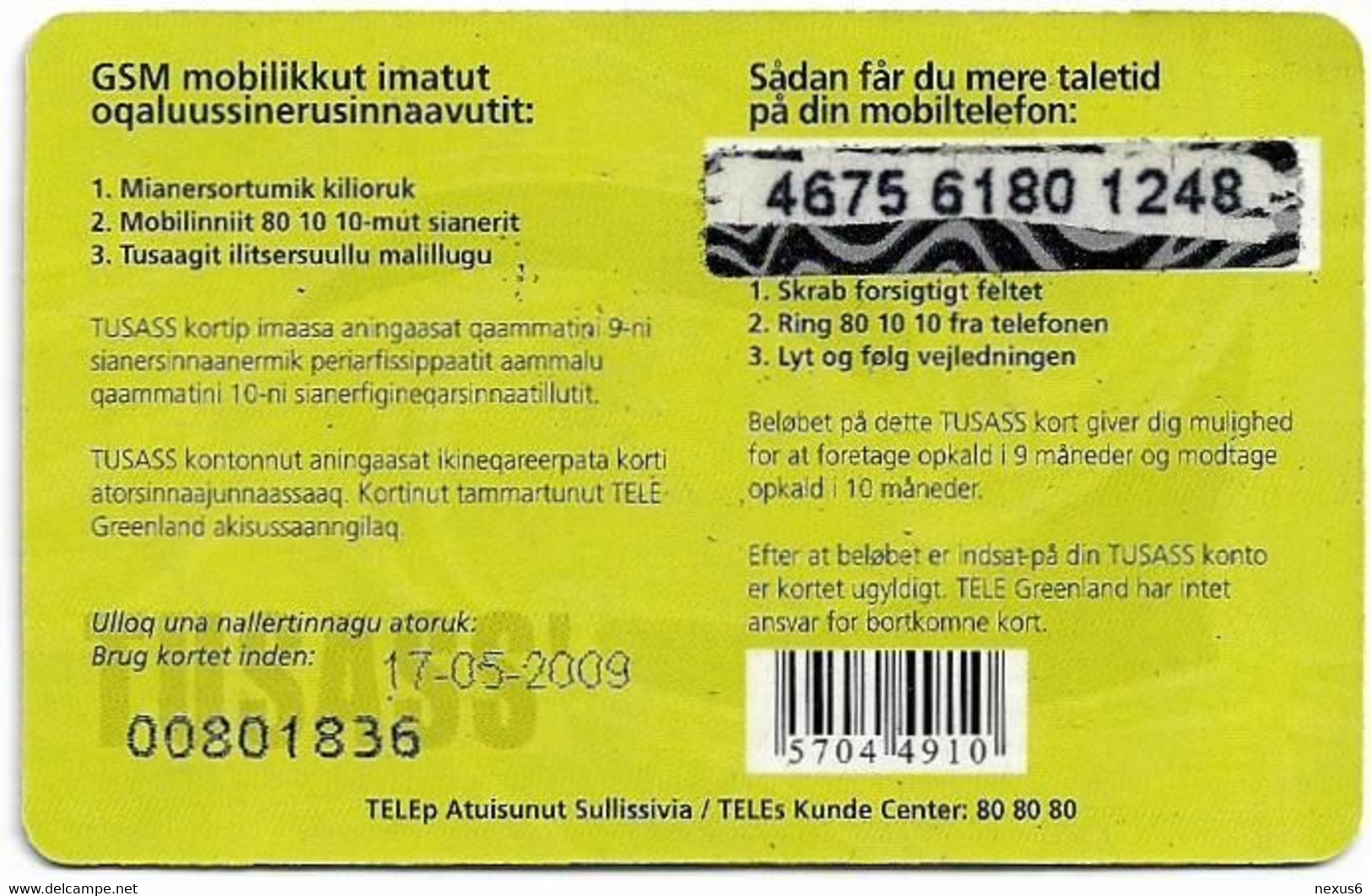 Greenland - Tusass - 2 Girls With Mobile, GSM Refill, 100kr. Exp. 17.05.2009, Used - Greenland