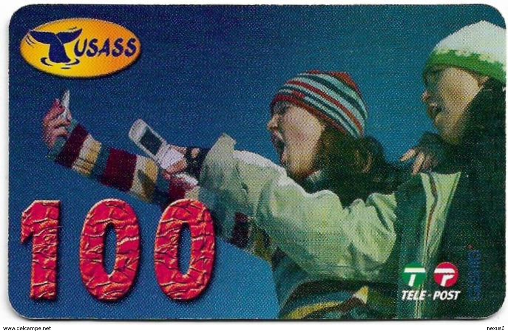 Greenland - Tusass - Two Girls With Mobile, GSM Refill, 100kr. Exp. 04.01.2007, Used - Groenlandia
