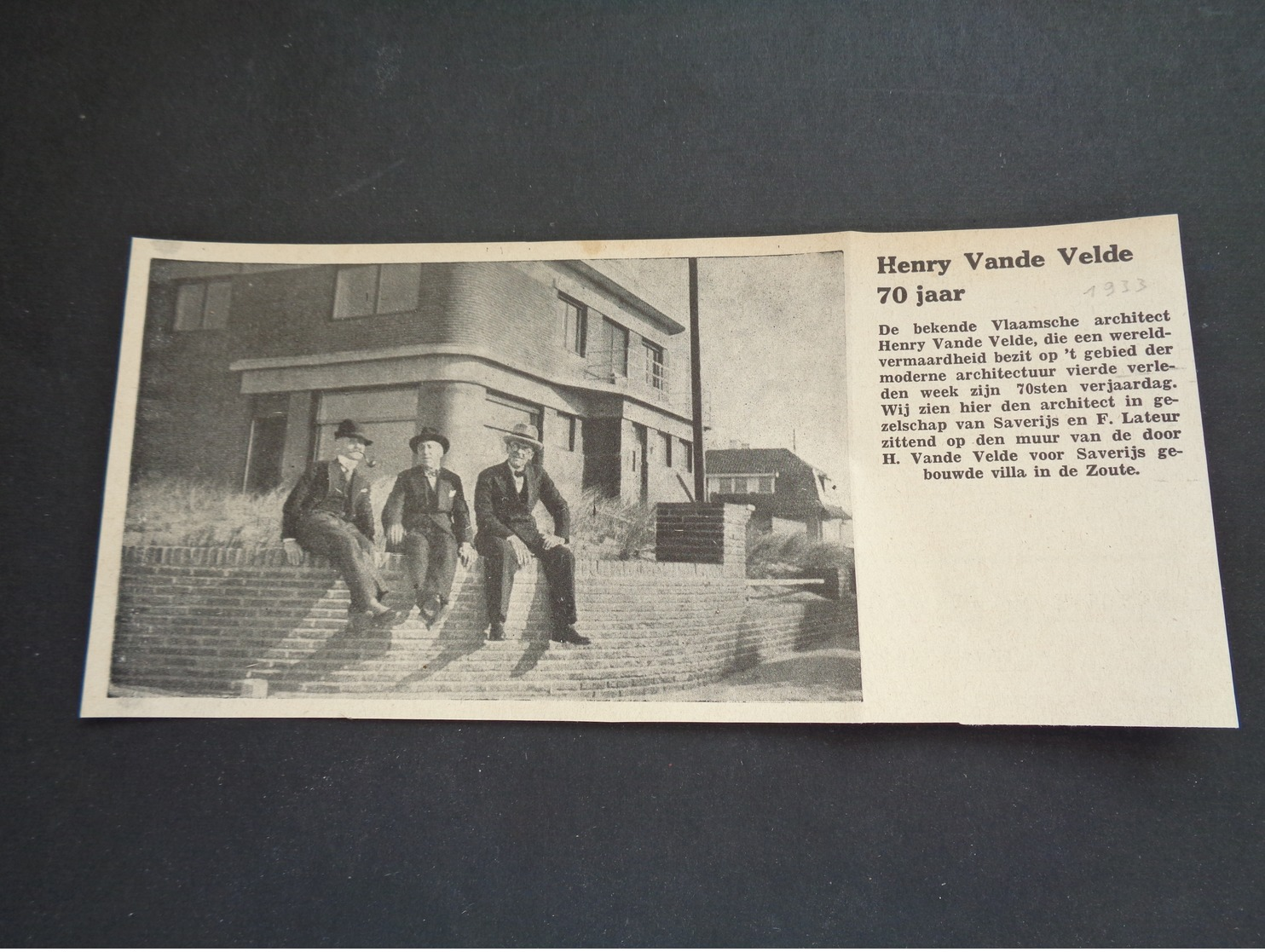 Origineel Knipsel ( 3123 ) Uit Tijdschrift " Ons Volk "  1933 :   Henry Vande Velde  Saverijs  Lateur  Knocke  Knokke - Ohne Zuordnung