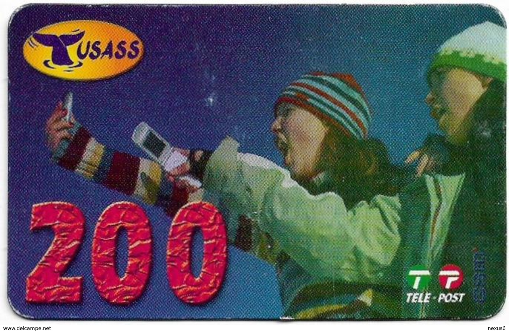 Greenland - Tusass - Two Girls With Mobile, GSM Refill, 200kr. Exp. 01.10.2006, Used - Grönland