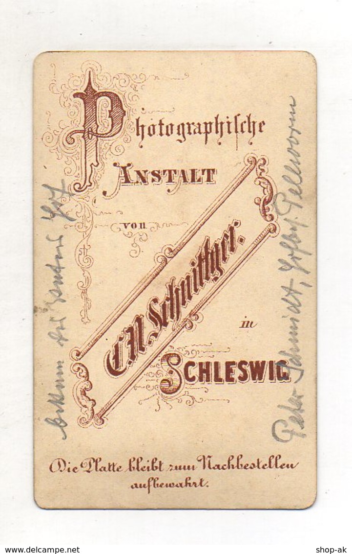 Y15344/ CDV Foto Soldat Mit Pickelhaube Gewehr Ca.1885 Foto Schnittger,Schleswig - Sonstige & Ohne Zuordnung