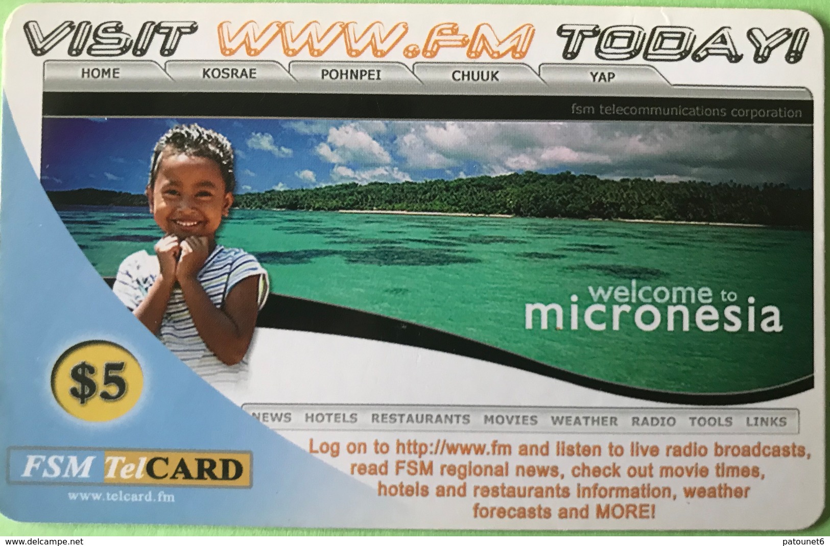 MICRONESIE  -  Prepaid  -  " Visit Today "  $5 - Micronesia