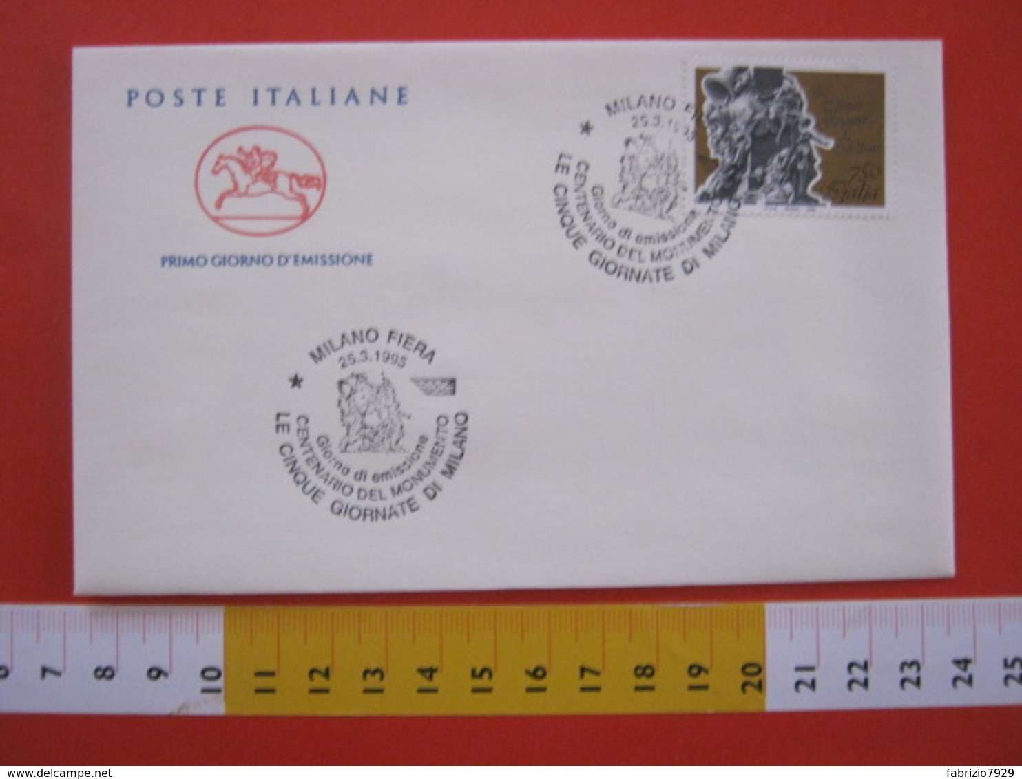 A.13 ITALIA ANNULLO 1995 MILANO FIERA 100 ANNI MONUMENTO CINQUE GIORNATE STORIA RISORGIMENTO SCULTURA - Scultura