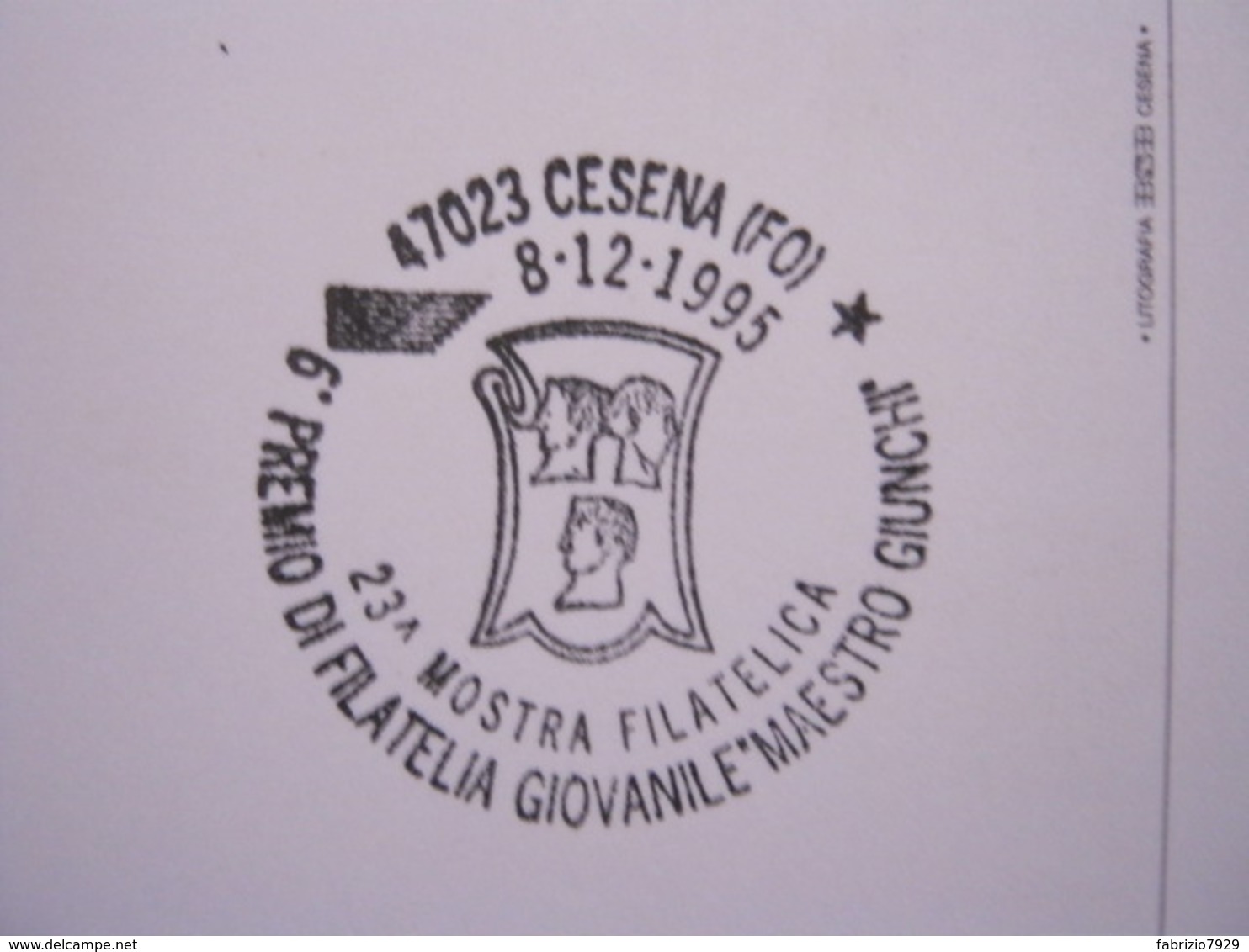 A.13 ITALIA ANNULLO 1995 CESENA FORLI STEMMA ARALDICO TRE TESTE MALATESTA MOSTRA FILATELIA GIOVANILE GIUNCHI FR. BOBINA - Stamps