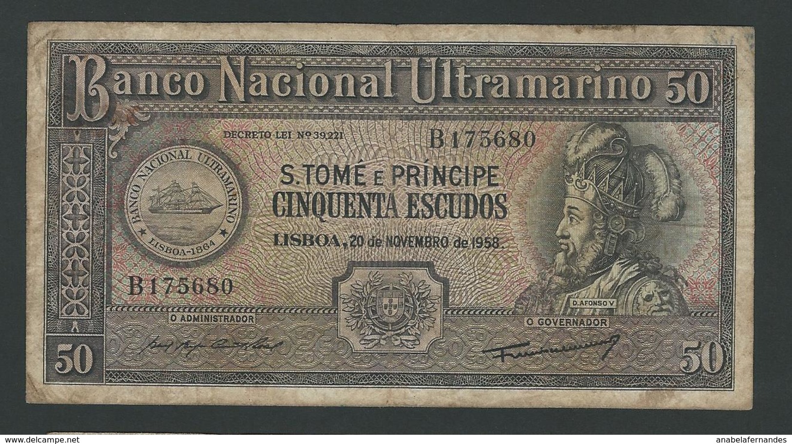 SAO TOMÉ  & PRINCIPE   50 ESCUDOS 1958  F - Sao Tome And Principe