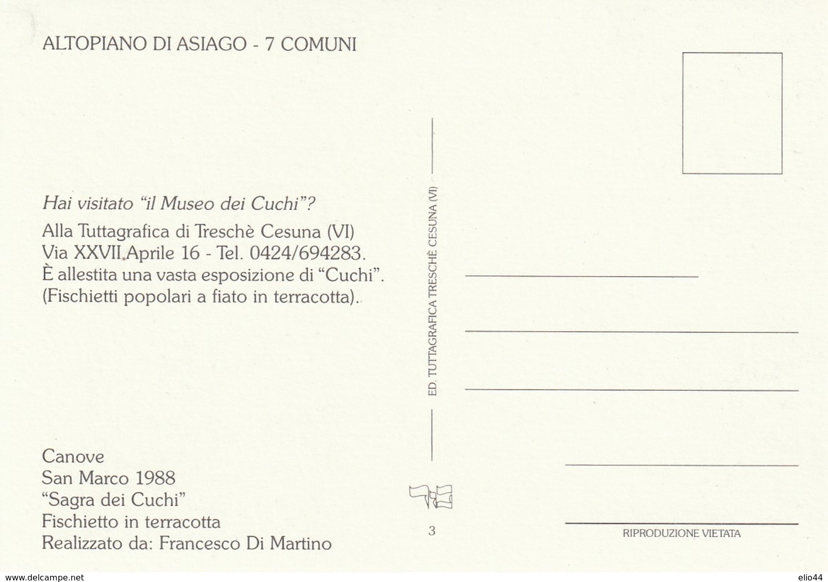 Eventi - Manifestazioni - Cesuna (VI) - Museo Dei Cuchi  - Strumenti Popolari A Fiato (S. Marco 1988 Sagra Dei Cuchi) - - Manifestazioni