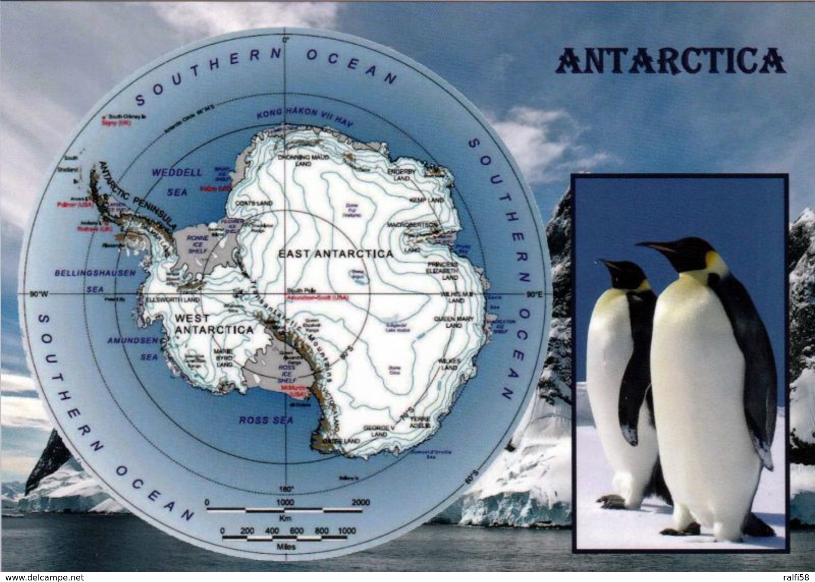 1 Map Of Antarctica * 1 Ansichtskarte Mit Der Landkarte Von Der Anarktis * - Landkarten