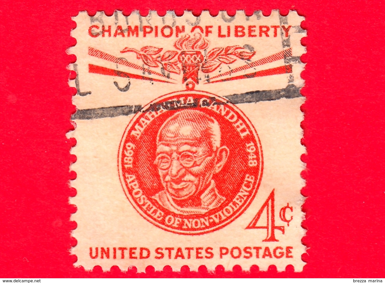 USA - STATI UNITI - Usato - 1961 - Campioni Di Libertà - Mahatma Gandhi - Apostolo Della Non-violenza - 4 - Usati
