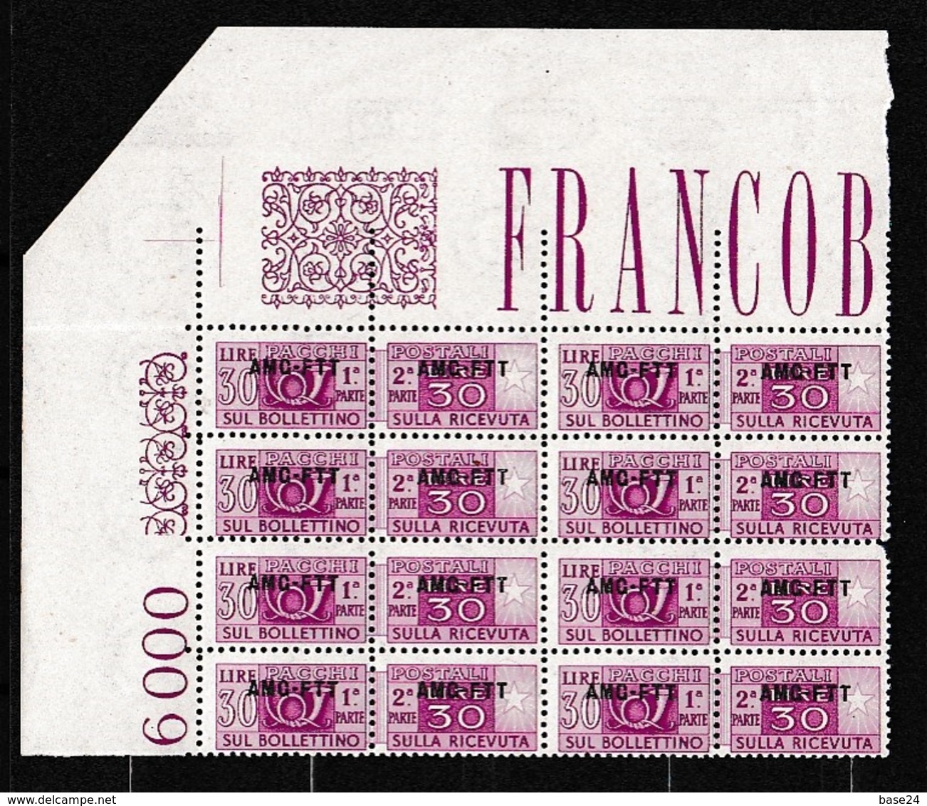 1949 Italia Italy Trieste A  PACCHI POSTALI Corno (Rm) 30 Lire In Blocco Di 8 MNH** - Postpaketen/concessie