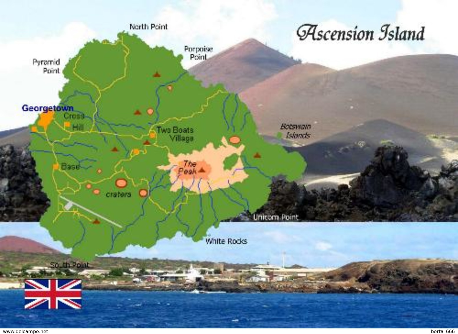 Ascension Island Map New Postcard Landkarte AK - Ascension (Insel)