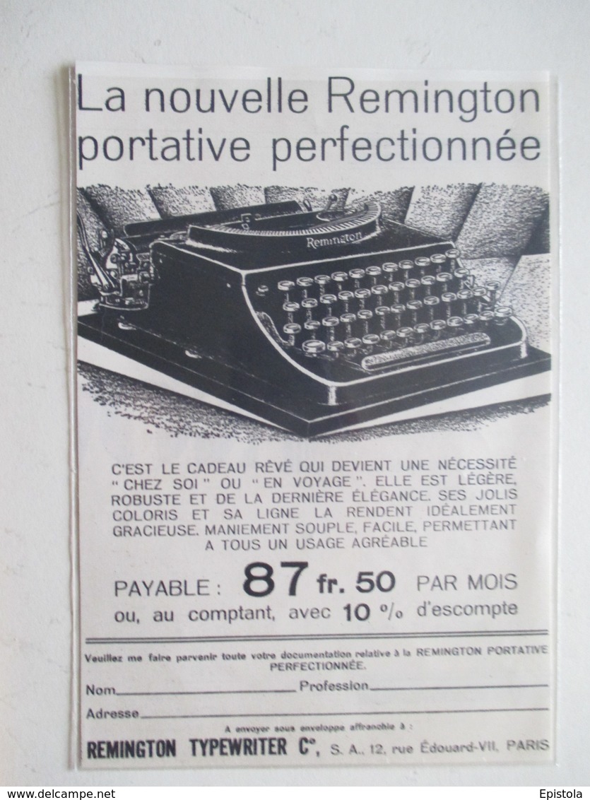 Machine à écrire Portative "REMINGTON TYPEWRITER"    -  Coupure De Presse - Autres Appareils