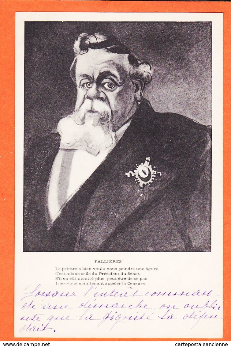 Car422 Caricature Satirique CENSURE Politique Sénateur Armand FALLIERES 47-Mézin Président République 1906-1913 - Satiriques