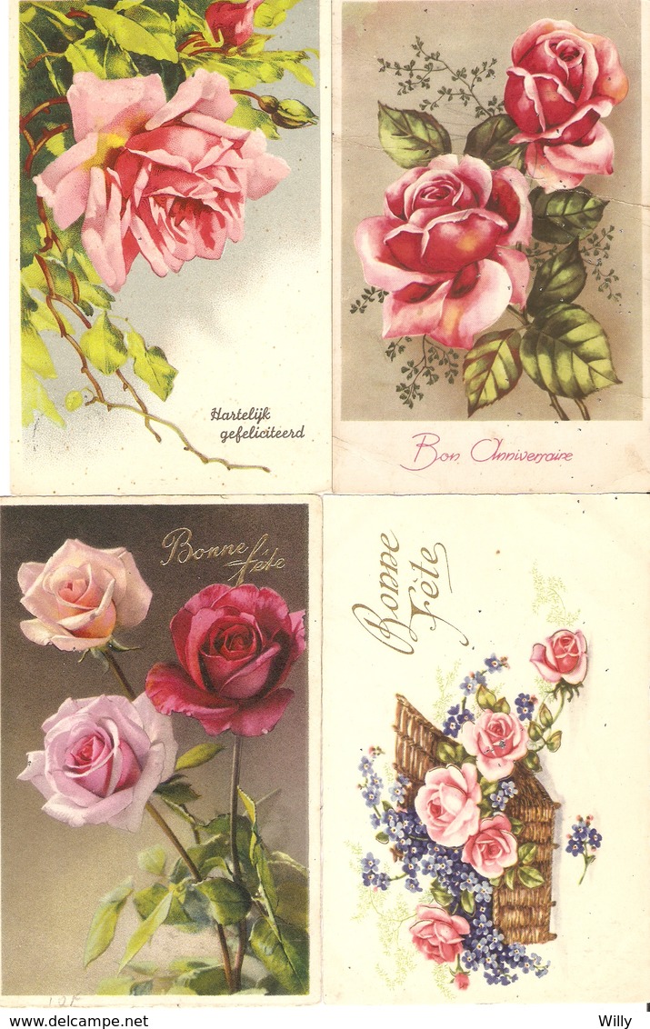 LOT 02 - 80 Cartes CPA , GREETINGS , FLOWERS , PERIOD 1920-1970 - 5 - 99 Postkaarten