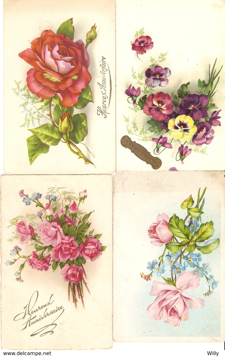 LOT 02 - 80 cartes CPA , GREETINGS , FLOWERS , PERIOD 1920-1970