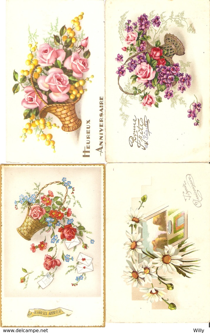 LOT 02 - 80 cartes CPA , GREETINGS , FLOWERS , PERIOD 1920-1970