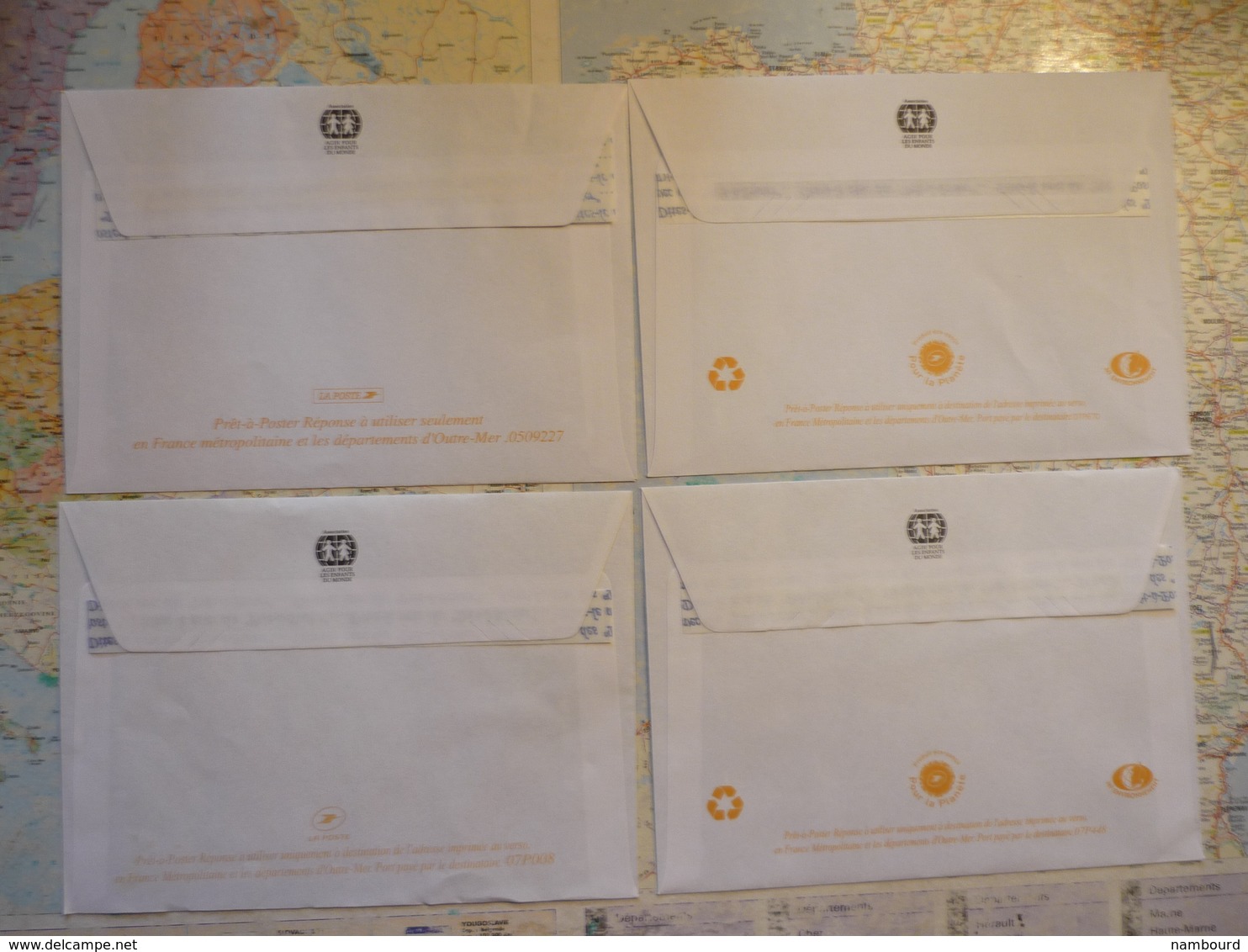 4 Enveloppes Neuves PAP Réponse Petit Format Agir Pour Les Enfants Du Monde - Listos Para Enviar: Transplantes /Lamouche