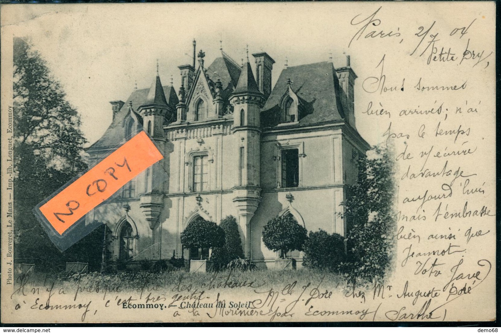 Ecommoy CPA 72 Sarthe Château Du Soleil Carte Pionnière 1904 Ed Bouveret - Ecommoy