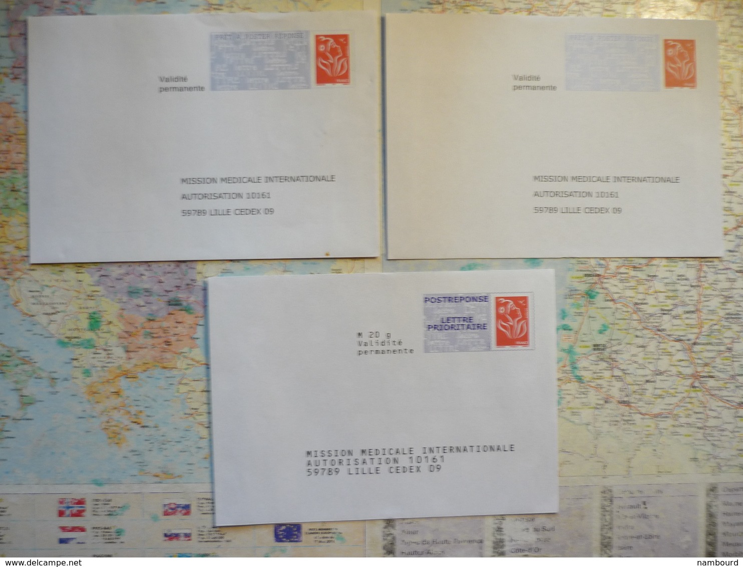 3 Enveloppes Neuves PAP Réponse Petit Format Mission Médicale Internationale - Prêts-à-poster: Repiquages /Lamouche