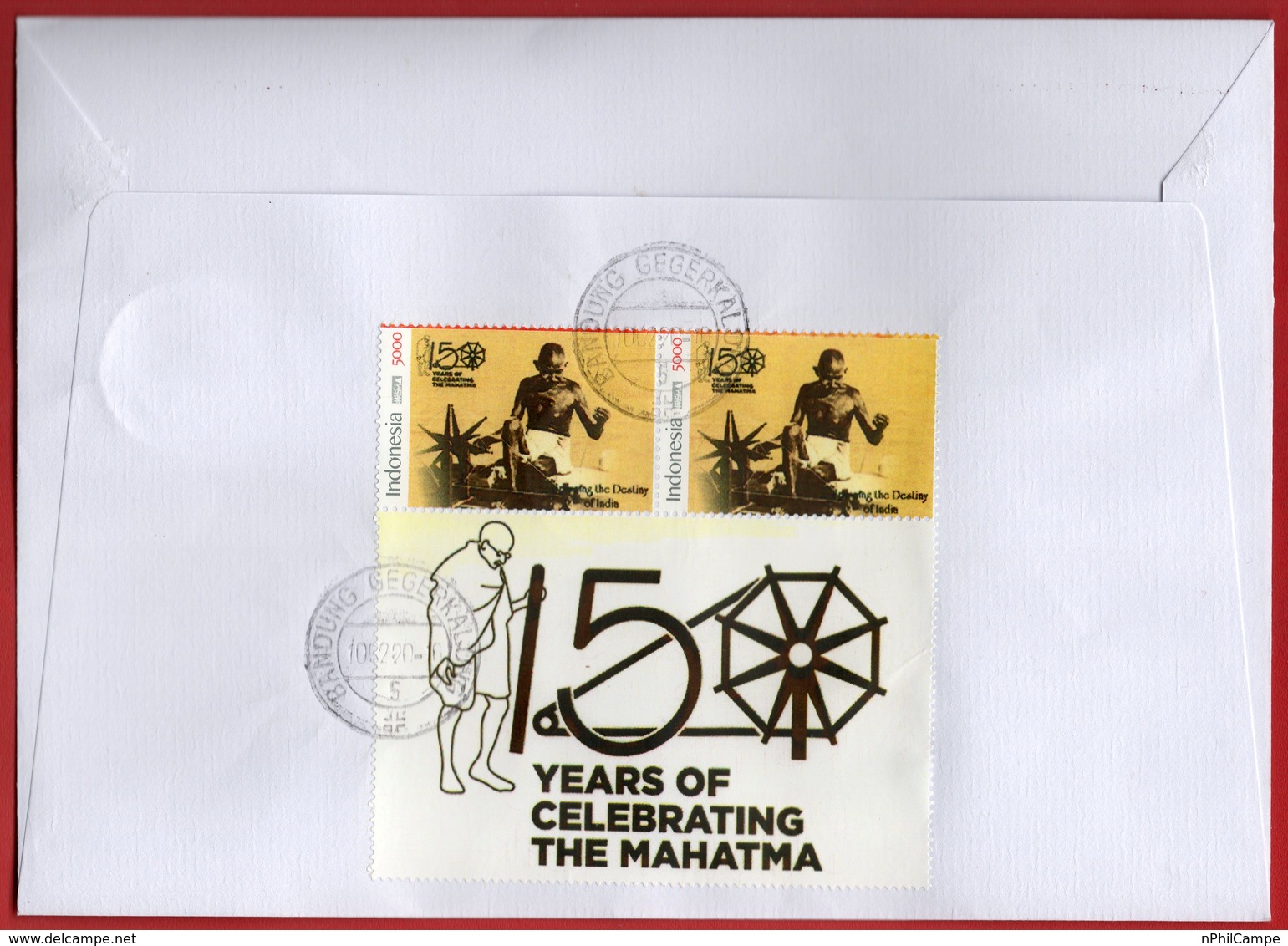 #1- Indonesia 2019. A Letter To Your Address. Cover. 150 Anniversary Of Mahatma Gandhi - Indonesien