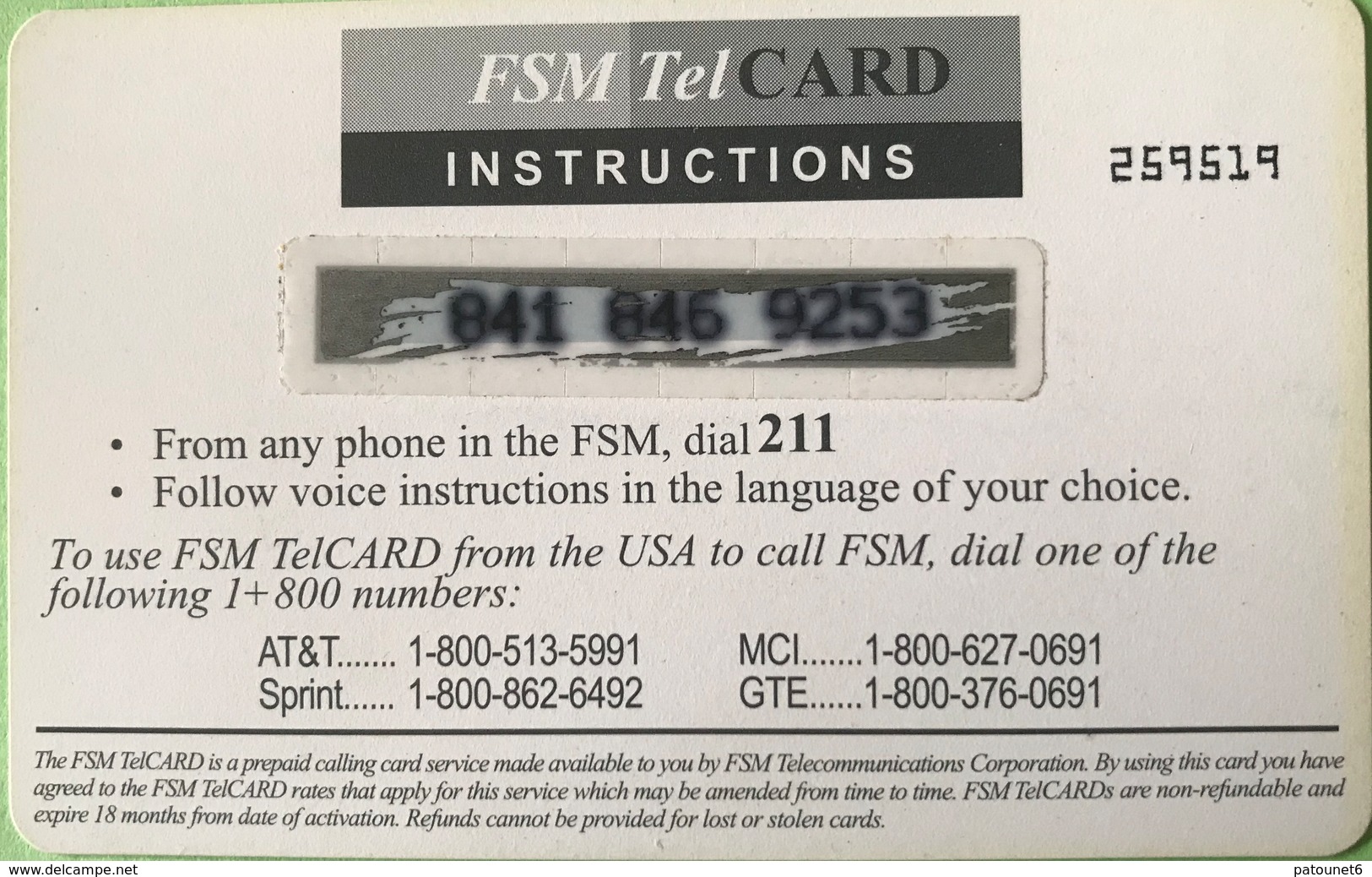 MICRONESIE  -  Prepaid  -   " FSMTelCARD  "  -   " Nan Madol "    $5 - Micronesia