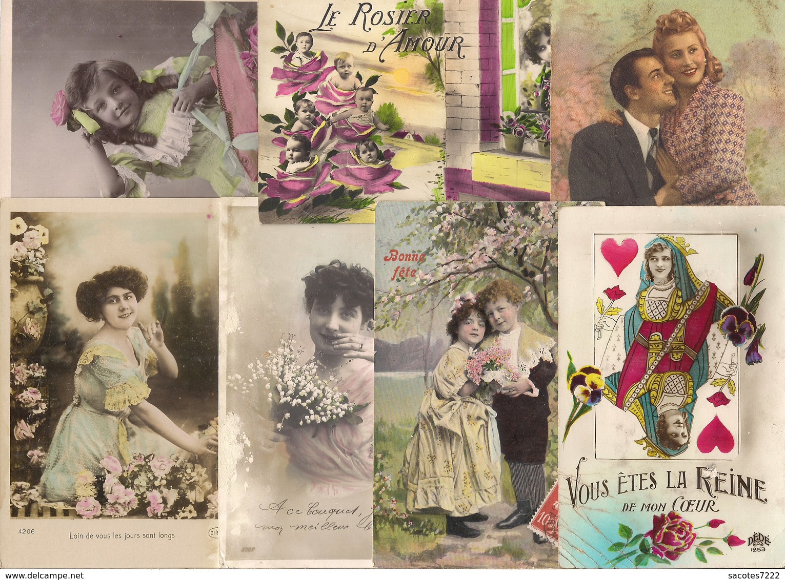 1000 CPA FANTAISIES DIVERSES : PAQUES 1er AVRIL  ENFANTS COUPLE FEMME GAUFFREES FLEURS BONNE ANNEE.... - 500 CP Min.