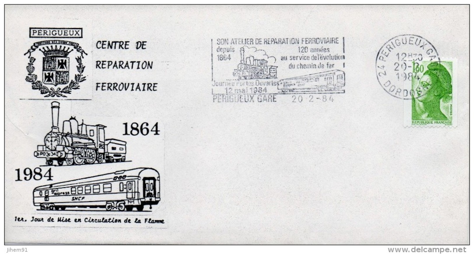 Flamme Sur Enveloppe : Centre De Réparation Ferroviaire (Périgueux-Gare En Dordogne-Périgord) Du 20-02-1984 - Mechanical Postmarks (Advertisement)