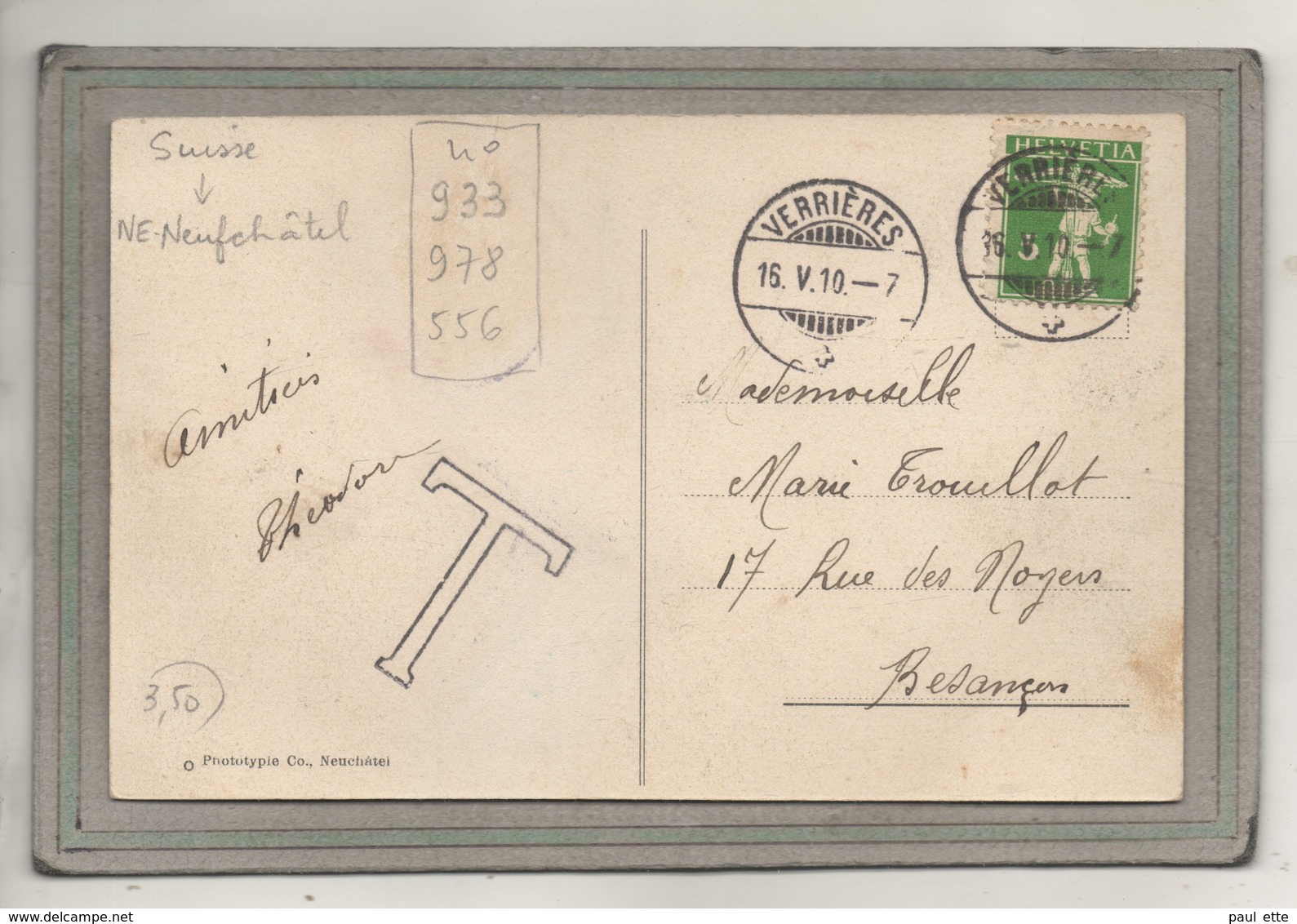 CPA - (Suisse-NE Neuchâtel) Les VERRIERES - Aspect Du Bourg En 1910 - Les Verrières