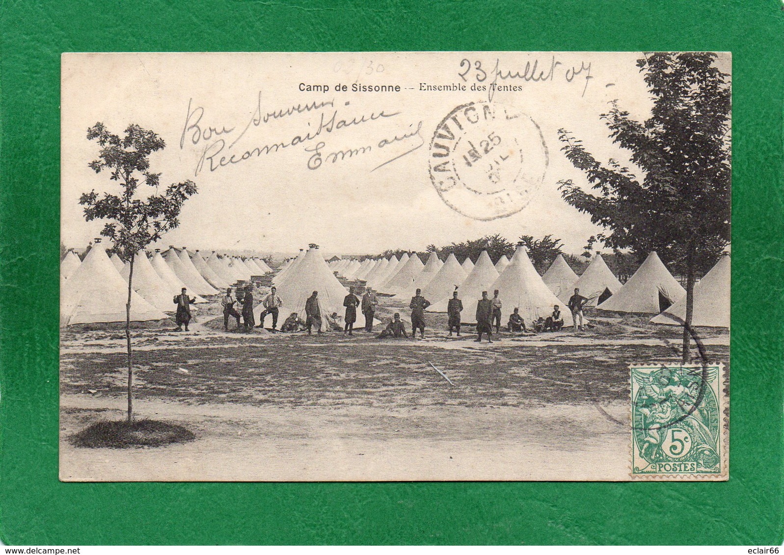 02 / CAMP DE SISSONNE Ensemble Des Tentes/ ANIMEE +CPA  Année 1907  EDIT Ruet Fréres - Sissonne