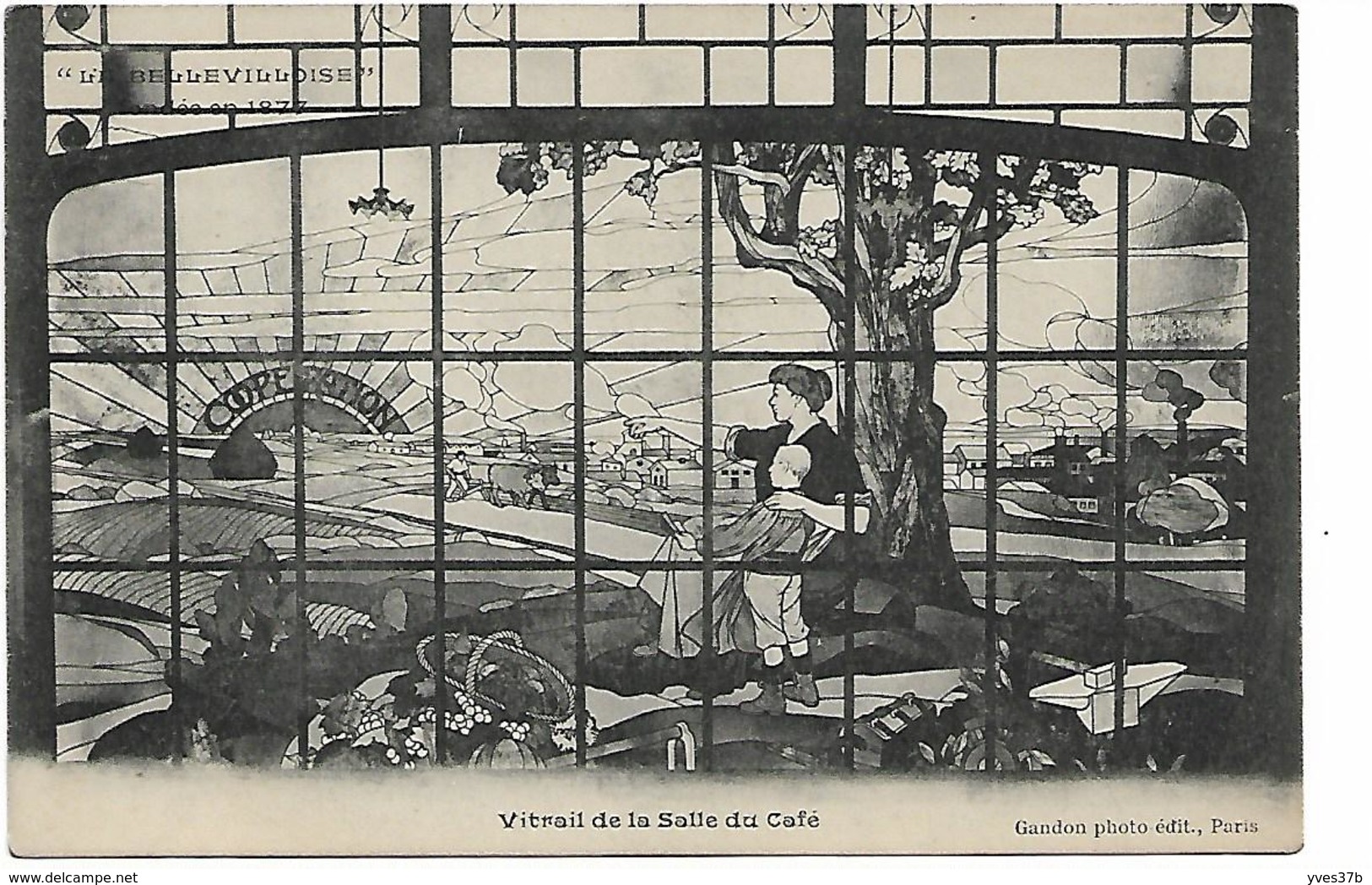 La Bellevilloise Fondée En 1877 - Vitrail De La Salle Du Café - Arrondissement: 20