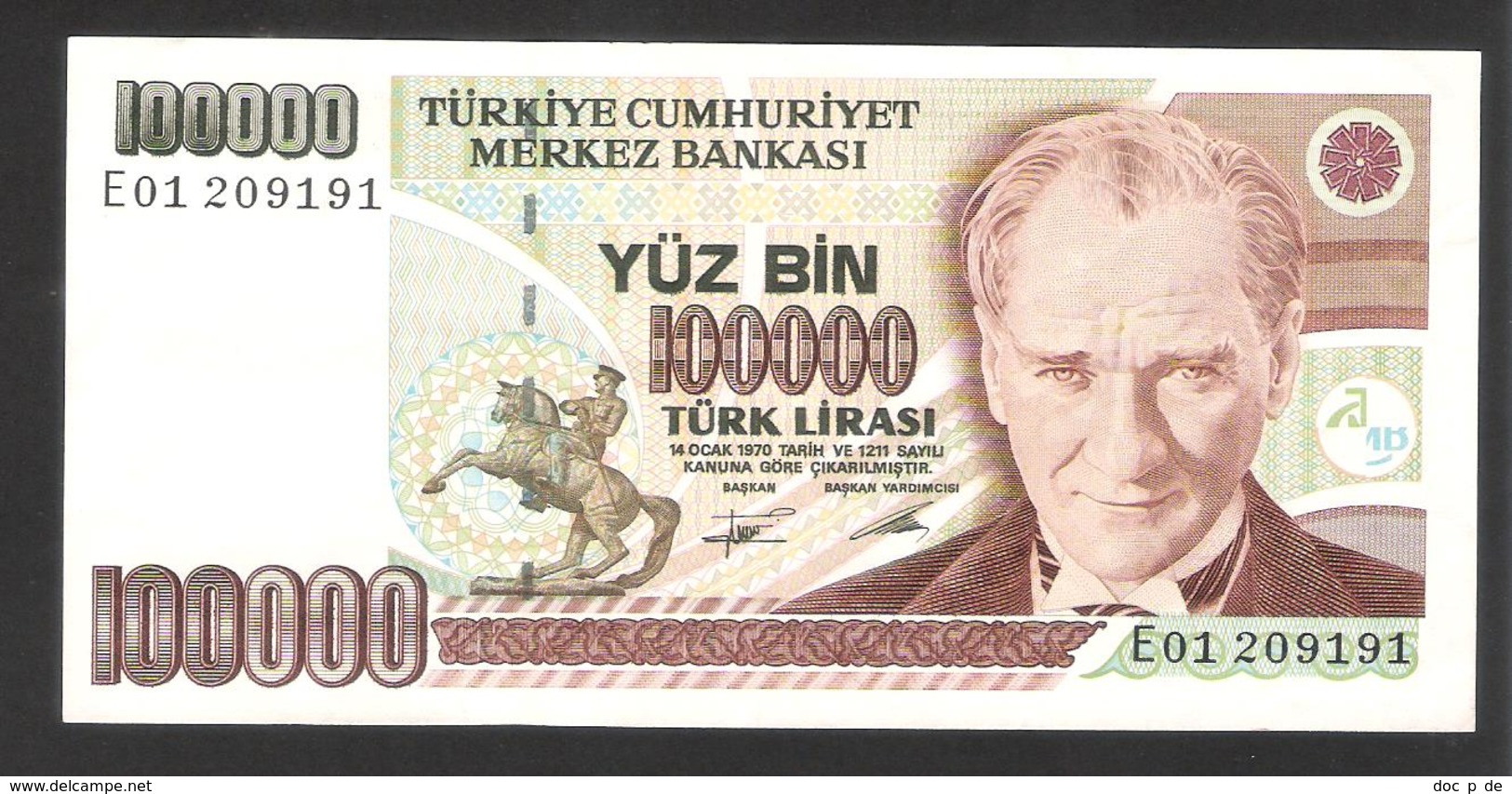 Turkey - Türkei - Yüz Bin - 100000 Lirasi - Very Good Condition - Türkei
