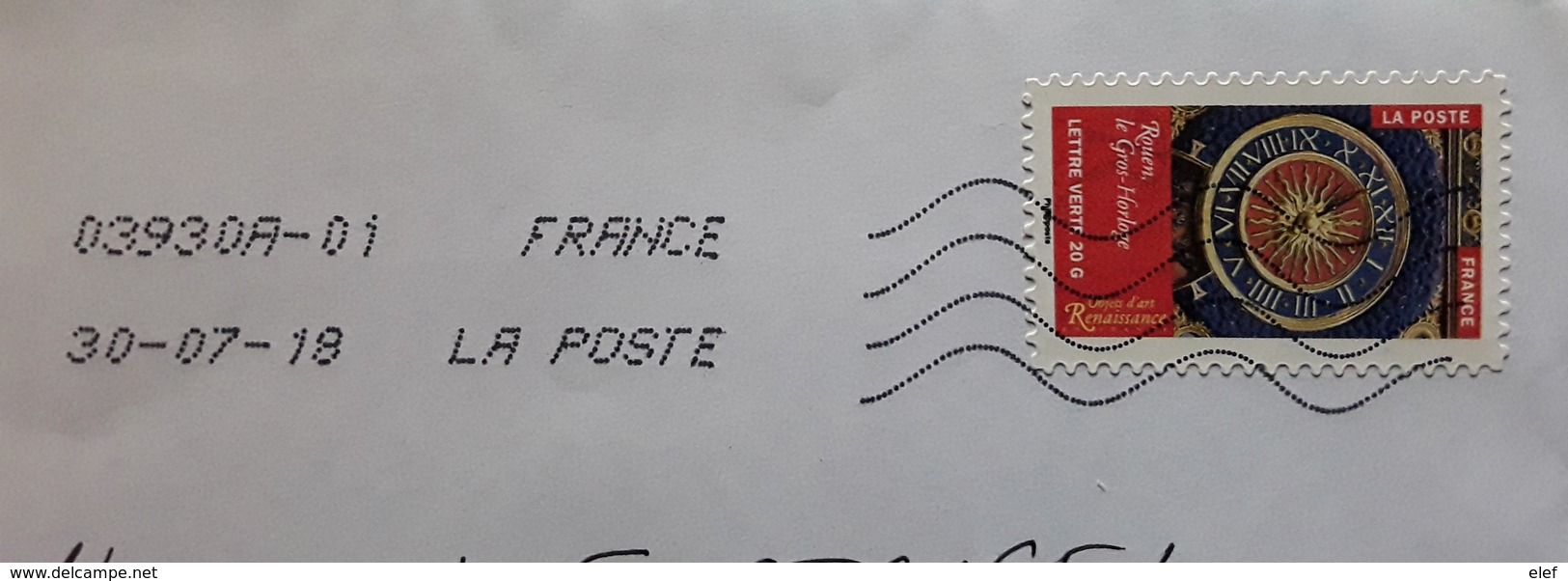 Lettre Verte Avec Timbre  Le GROS HORLOGE De Rouen, Seine Maritime  , 2018, TB - Uhrmacherei