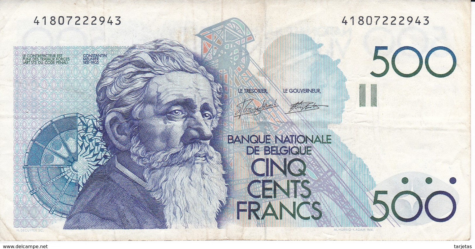 BILLETE DE BELGICA DE 500 FRANCOS DEL AÑO 1986 DIFERENTES FIRMAS (BANKNOTE) - 500 Francos