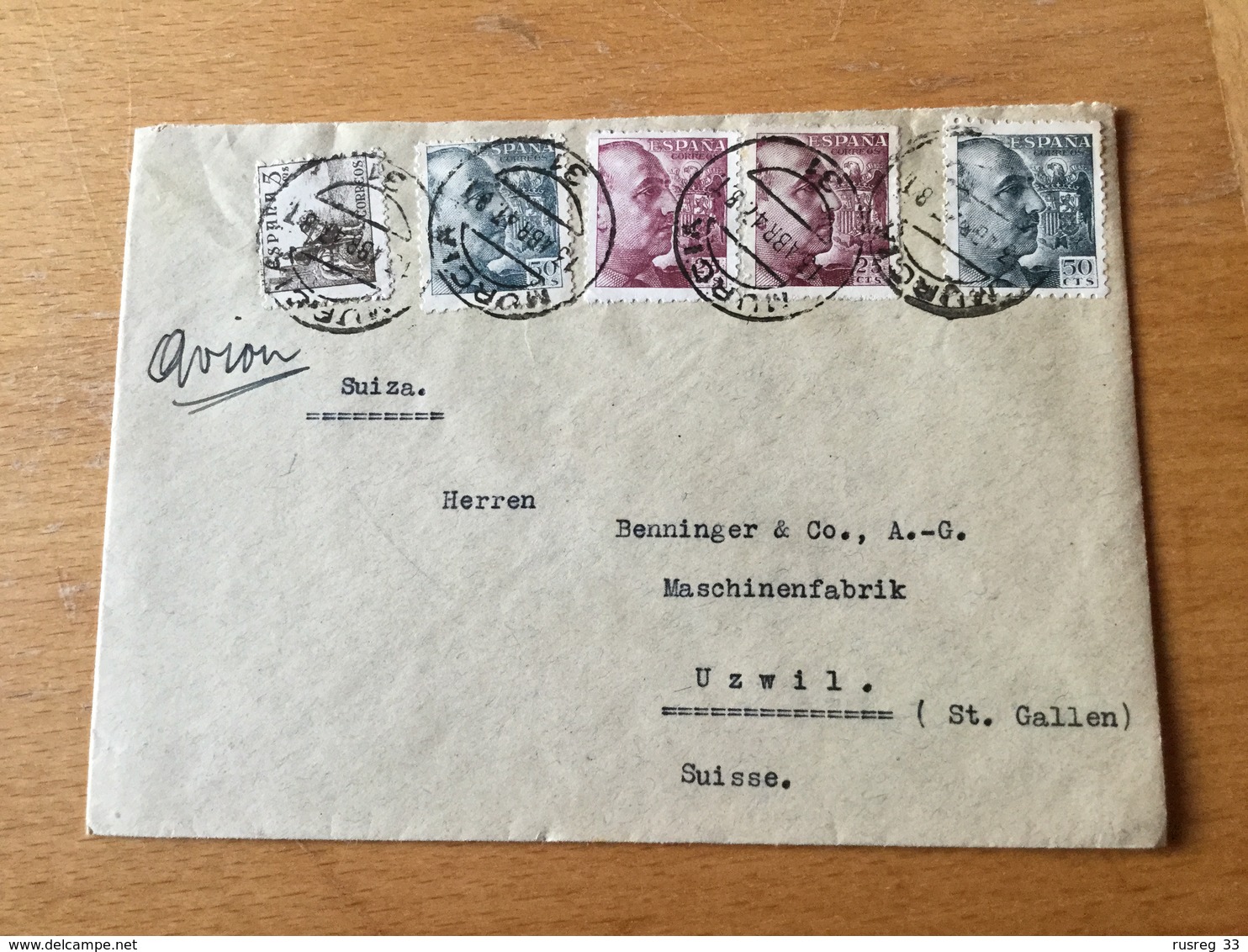 GÄ29533 Spanien 1947 Brief Von Murcia Nach Uzwil - Lettres & Documents