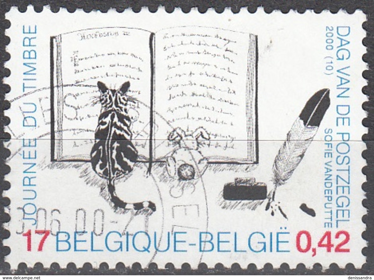 Belgique 2000 COB 2900 O Cote (2016) 0.30 Euro Journée Du Timbre Dessin D'enfant Cachet Rond - Used Stamps