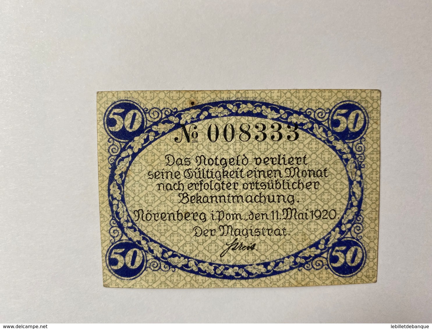 Allemagne Notgeld Norenberg 50 Pfennig - Collections