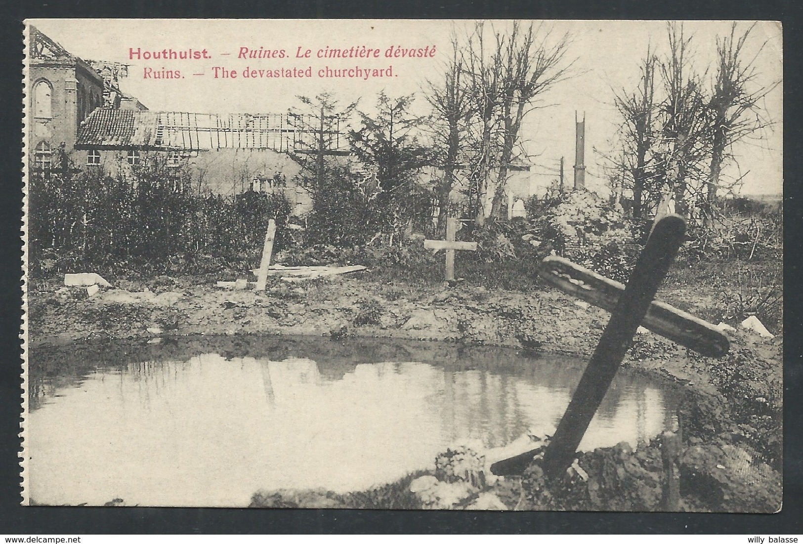 +++ CPA - HOUTHULST - Ruines - Le Cimetière Dévasté - Guerre 1914-18   // - Houthulst