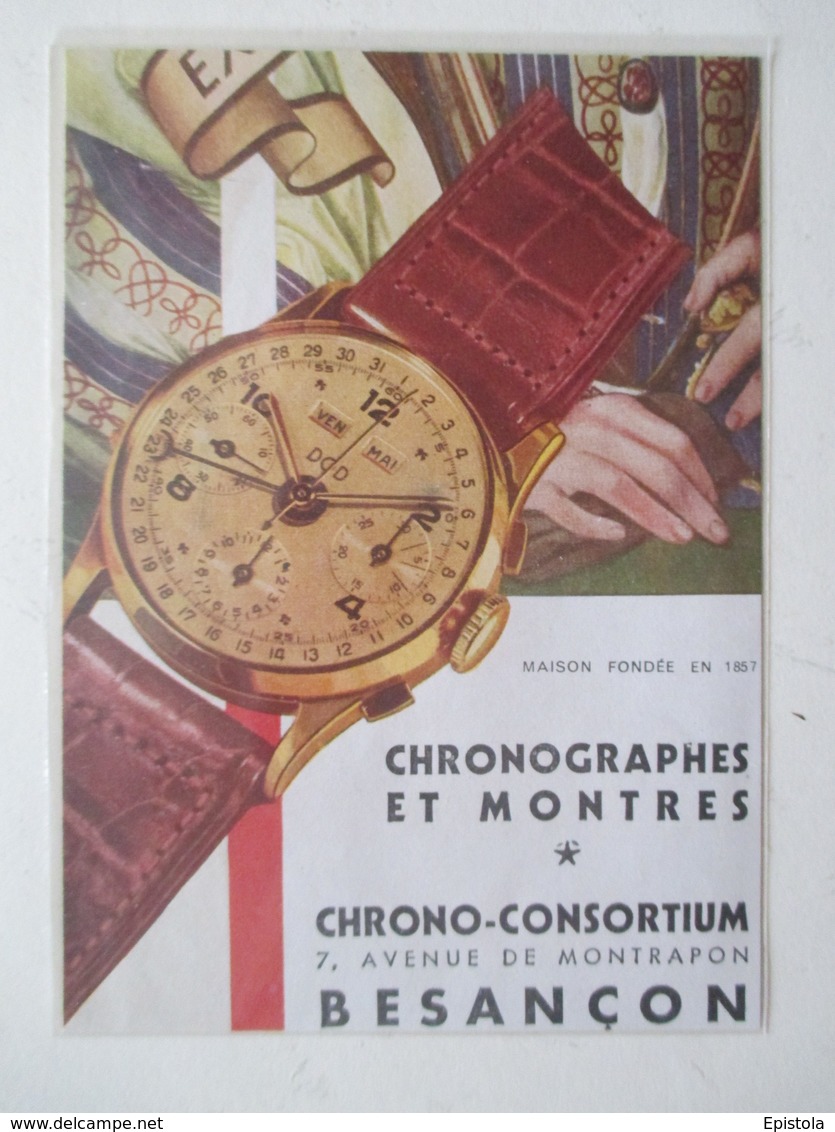 Montre Chrono-consortium Besançon - Coupure De Presse De 1933 - Montres Anciennes