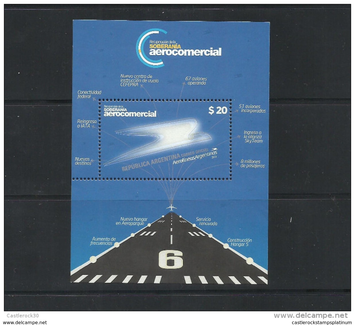 RO) 2014 ARGENTINA,PICTOGRAPH, AIRCRAFT- LOGO FOSFORESCENTE, CEFEPRA, SPECIAL ISSUE, MNH ( Sept. 2016) - Unused Stamps