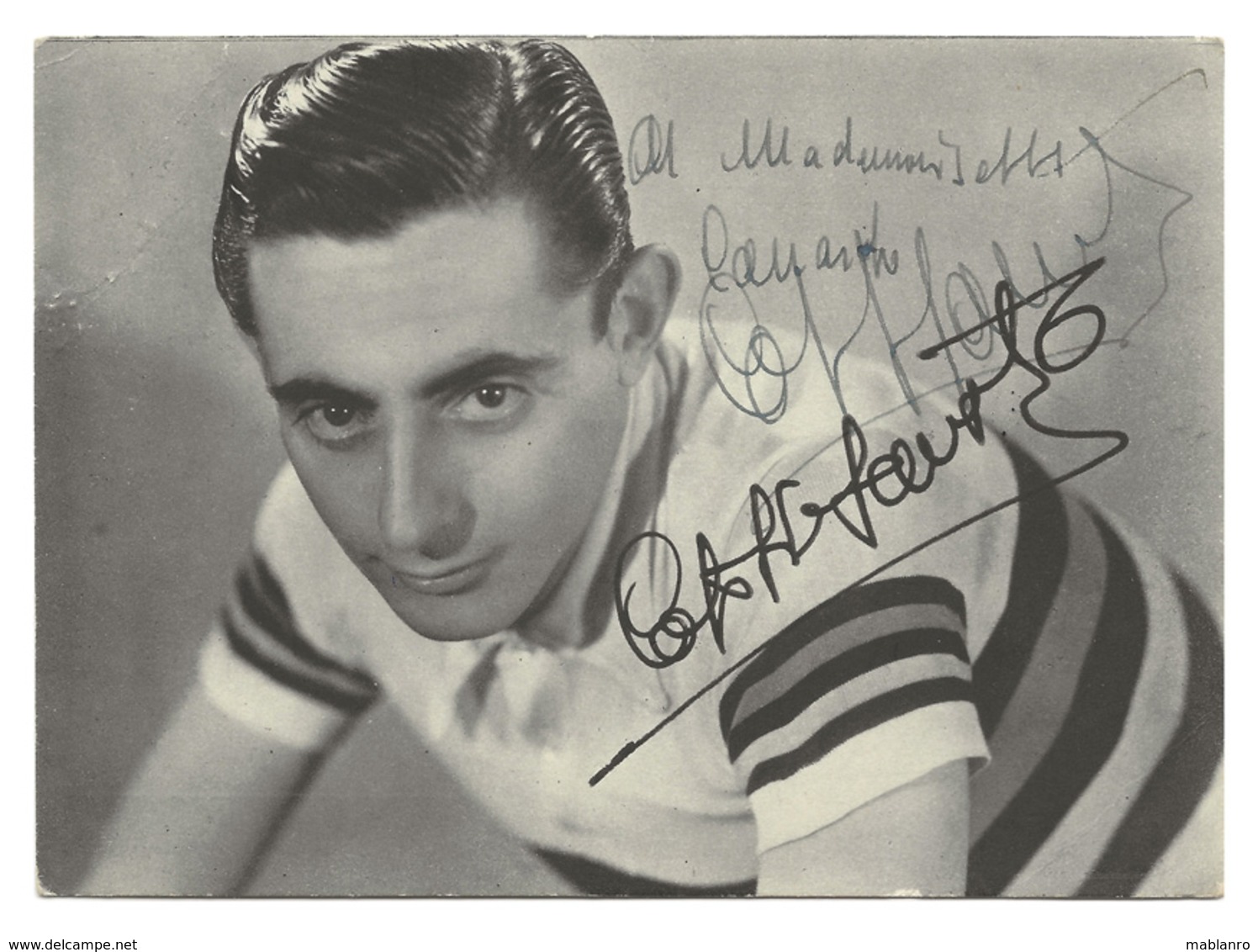 CARTE CYCLISME FAUSTO COPPI AVEC SIGNATURE CHAMP. MONDE 1953 - Wielrennen