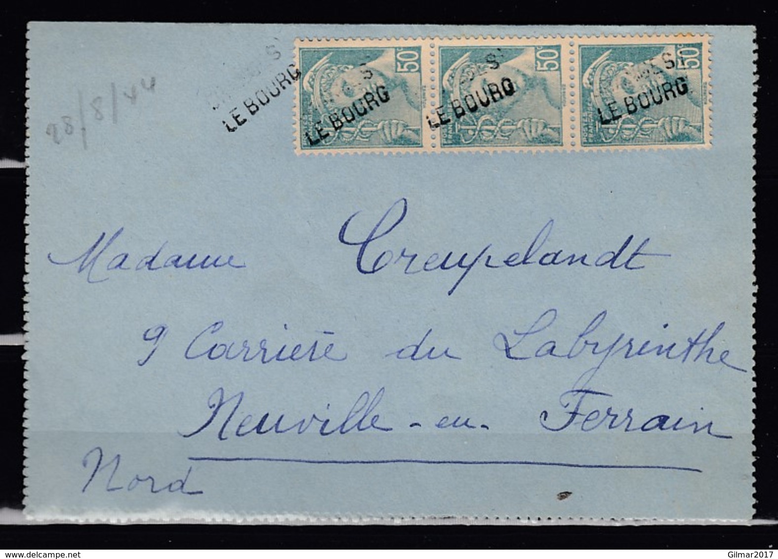 Brief Met Griffe Granges Le Bourg Naar Neuville En Ferrain - Lettres & Documents